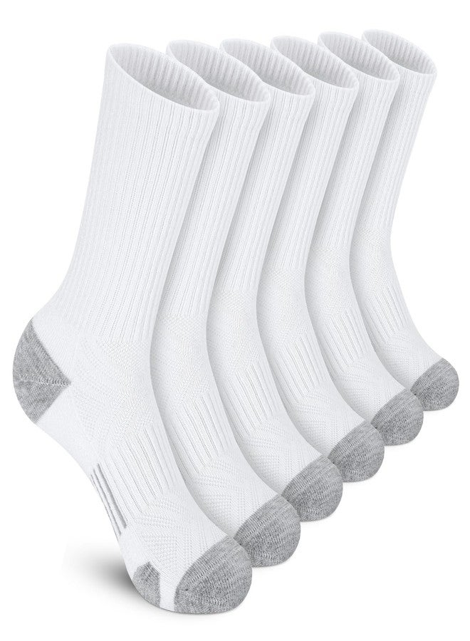 Felicigeely Athletic Crew Socks Cushion Running Socks Performance Breathable Sports Socks for Men (US, Numeric, 9, 12, Regular, Regular, White) - Image 1